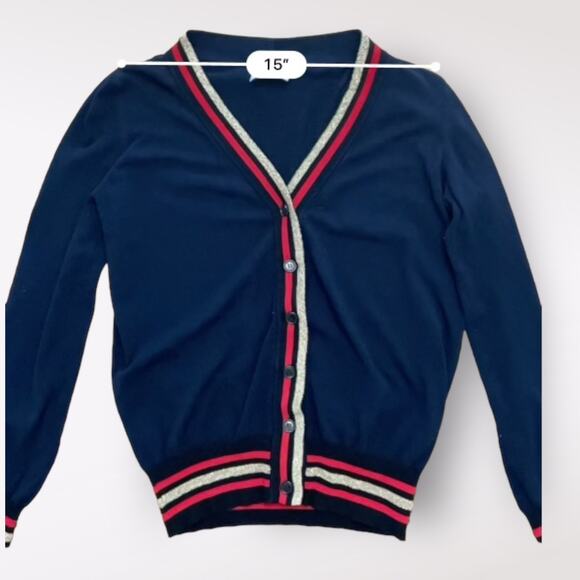 ViCOLO Cardigan Sweater Womens Size Small Blue, Red, Gold - Picture 5 of 9